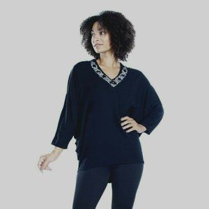 Rhonda Shear Embellished Caftan Top - Black -Sizes